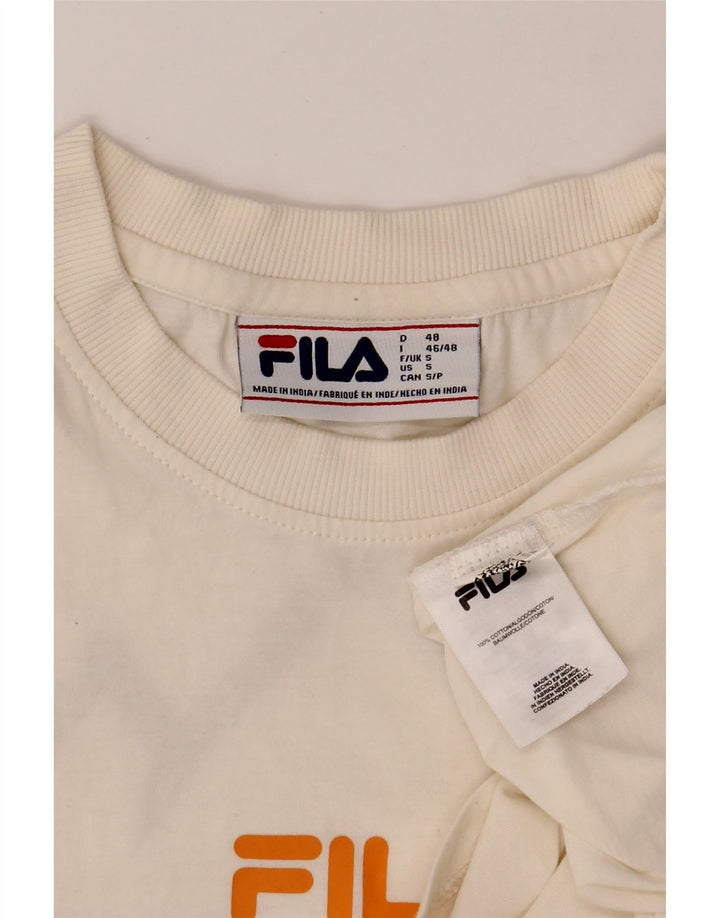 FILA Mens Graphic T-Shirt Top Small Off White Cotton Vintage Fila and Second-Hand Fila from Messina Hembry 