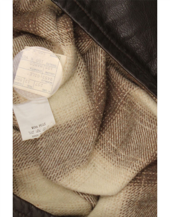 Gilet din piele vintage pentru bărbați IT 48 Medium Brown Colorblock Piele