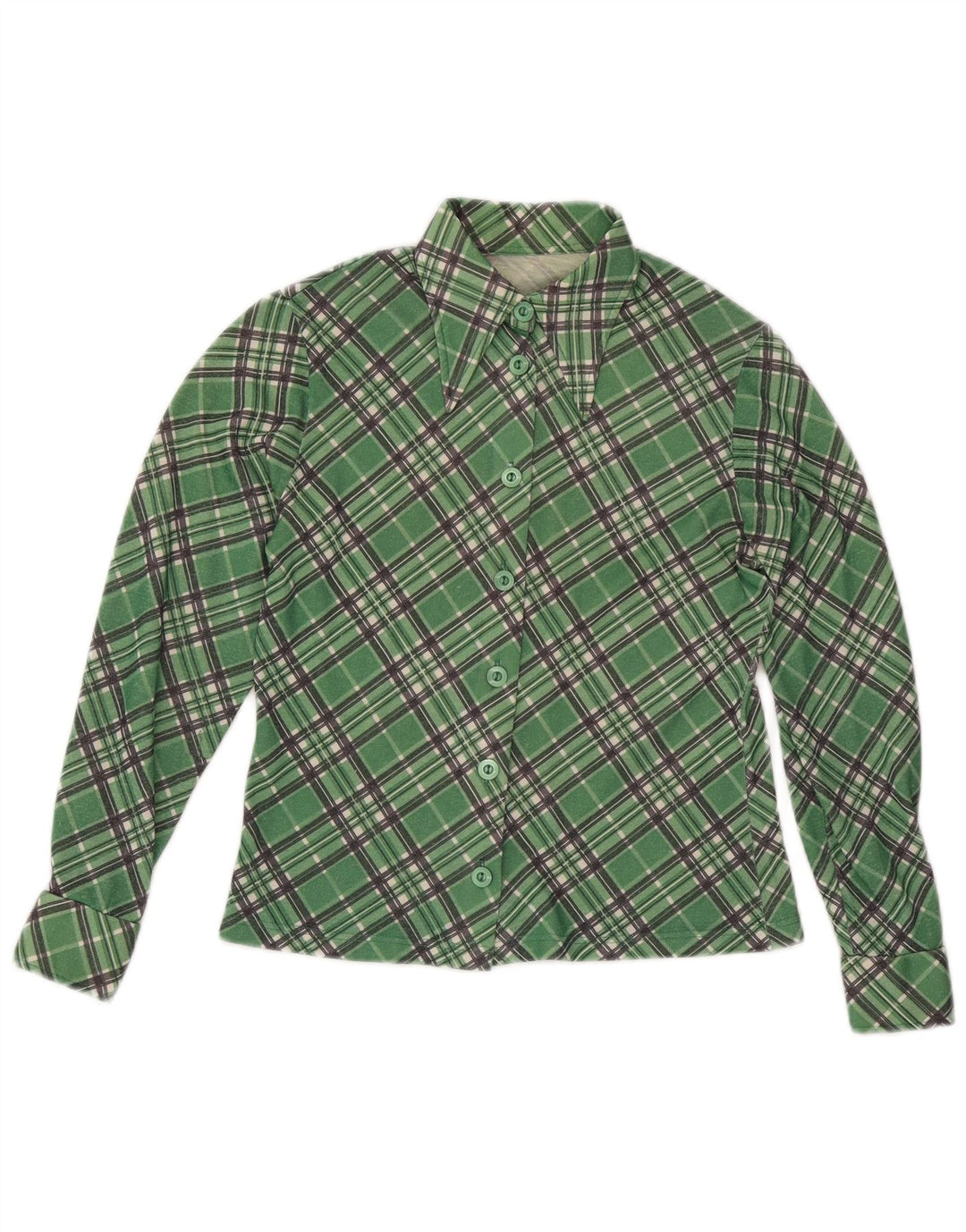 Cămașă vintage pentru femei UK 12 Medium Green Check