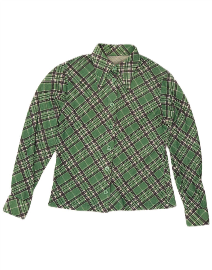 Cămașă vintage pentru femei UK 12 Medium Green Check