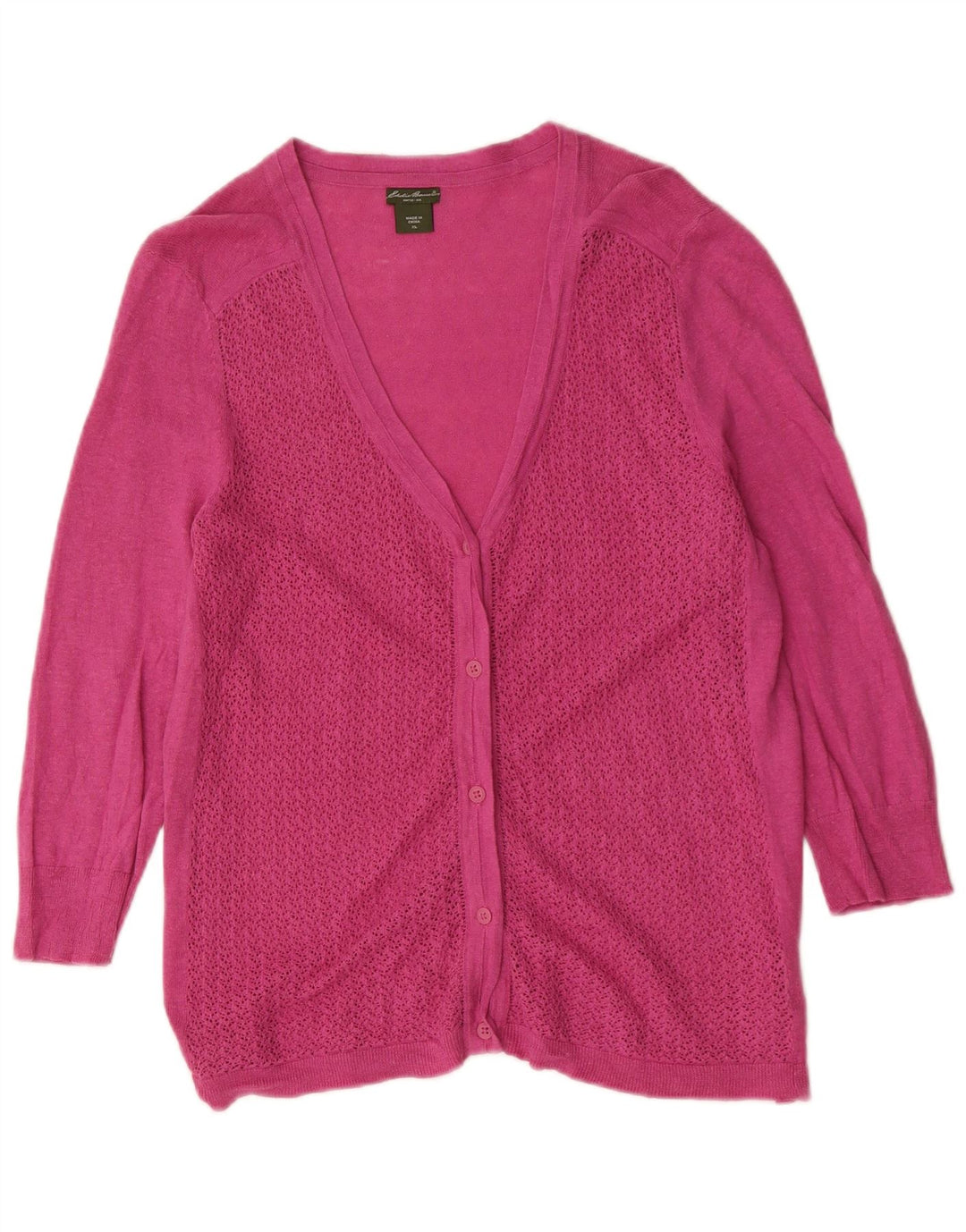 Pulover cardigan cu mâneci 3/4 pentru femei Eddie Bauer UK 18 XL in roz