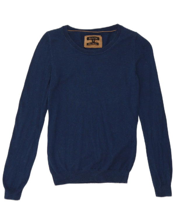 Pulover Massimo Dutti pentru damă, cu gât de barca, UK 8, bumbac, bleumarin, mic