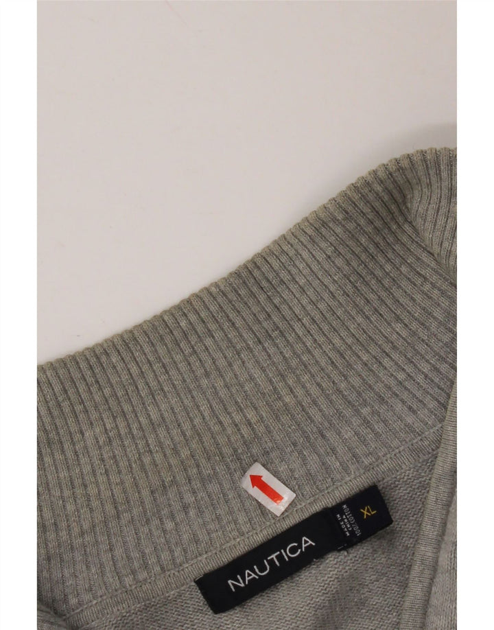 NAUTICA Pulover pentru bărbați cu fermoar și gât, XL, gri Argyle/Diamond Bumbac