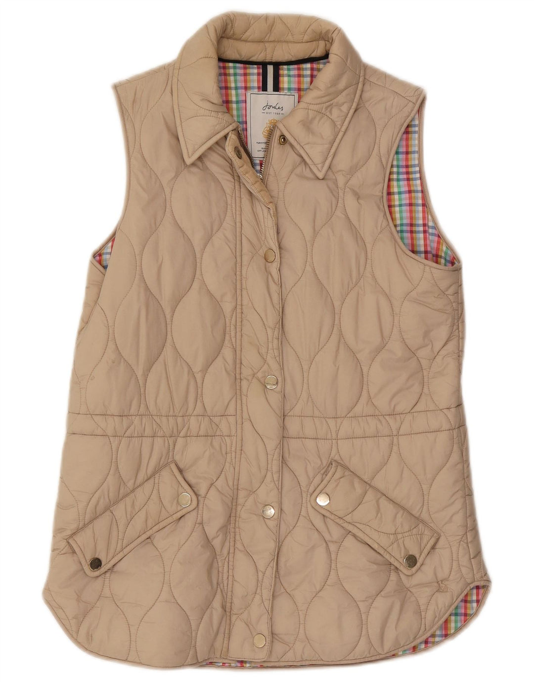 JOULES Womens Padded Quilted Gilet UK 10 Small Beige Polyester