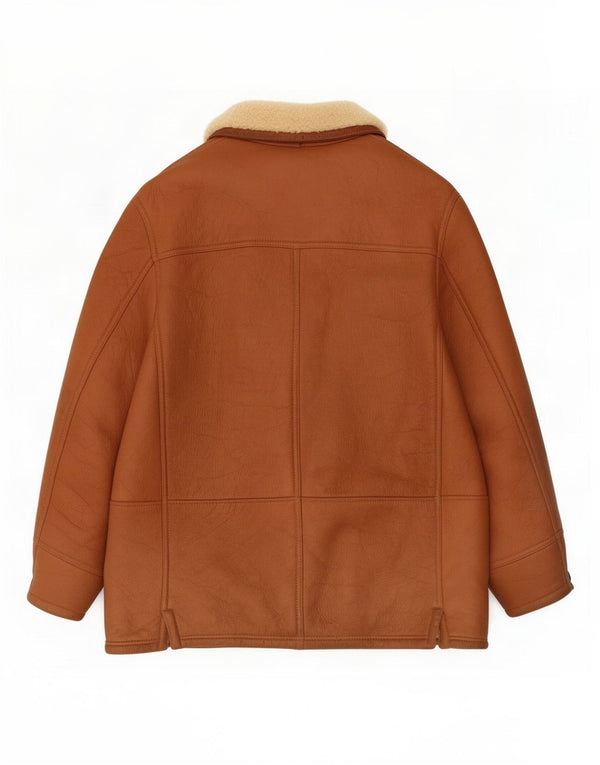 Jachetă vintage pentru bărbați din shearling IT 54 2XL maro