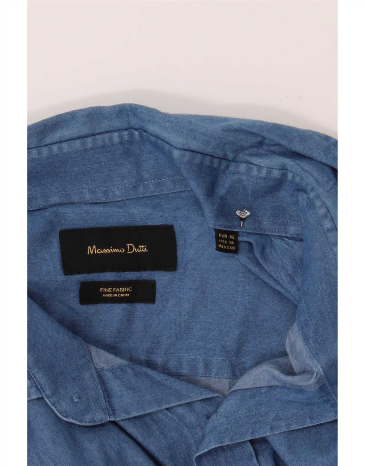 Cămașă de blugi Massimo Dutti pentru bărbați XL bleumarin