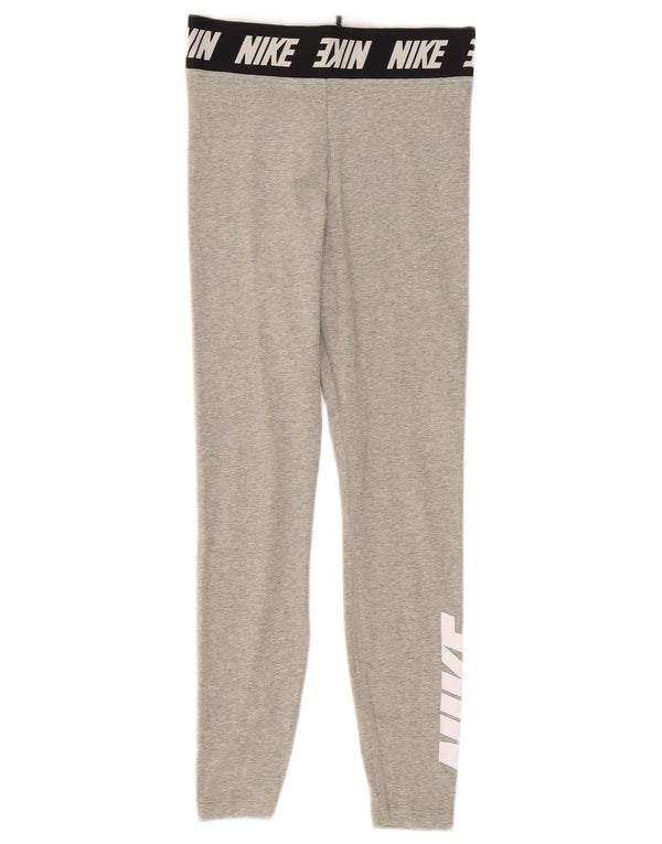 Leggings grafic Nike pentru femei UK 8, bumbac color bloc, gri mic