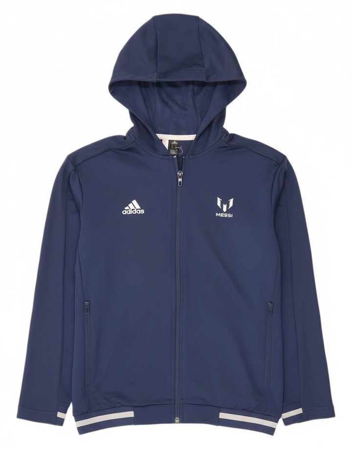 Adidas băieți MESSI Zip Hoodie pulover 11-12 ani bleumarin poliester
