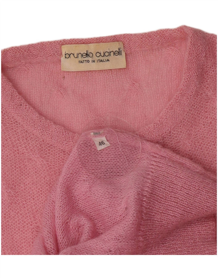 Brunello Cucinelli Pulover pentru femei cu decolteu rotund IT 46 Large Pink