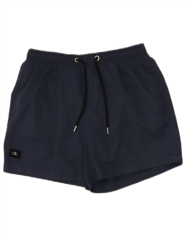 Pantaloni scurți de înot vintage pentru bărbați, poliester medii bleumarin