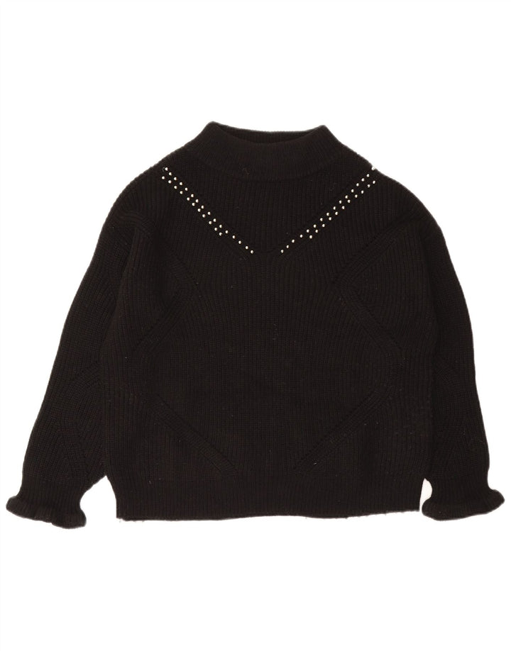 Pulover cu gât țestoasă supradimensionat pentru femei Guess UK 10, acrilic negru mic