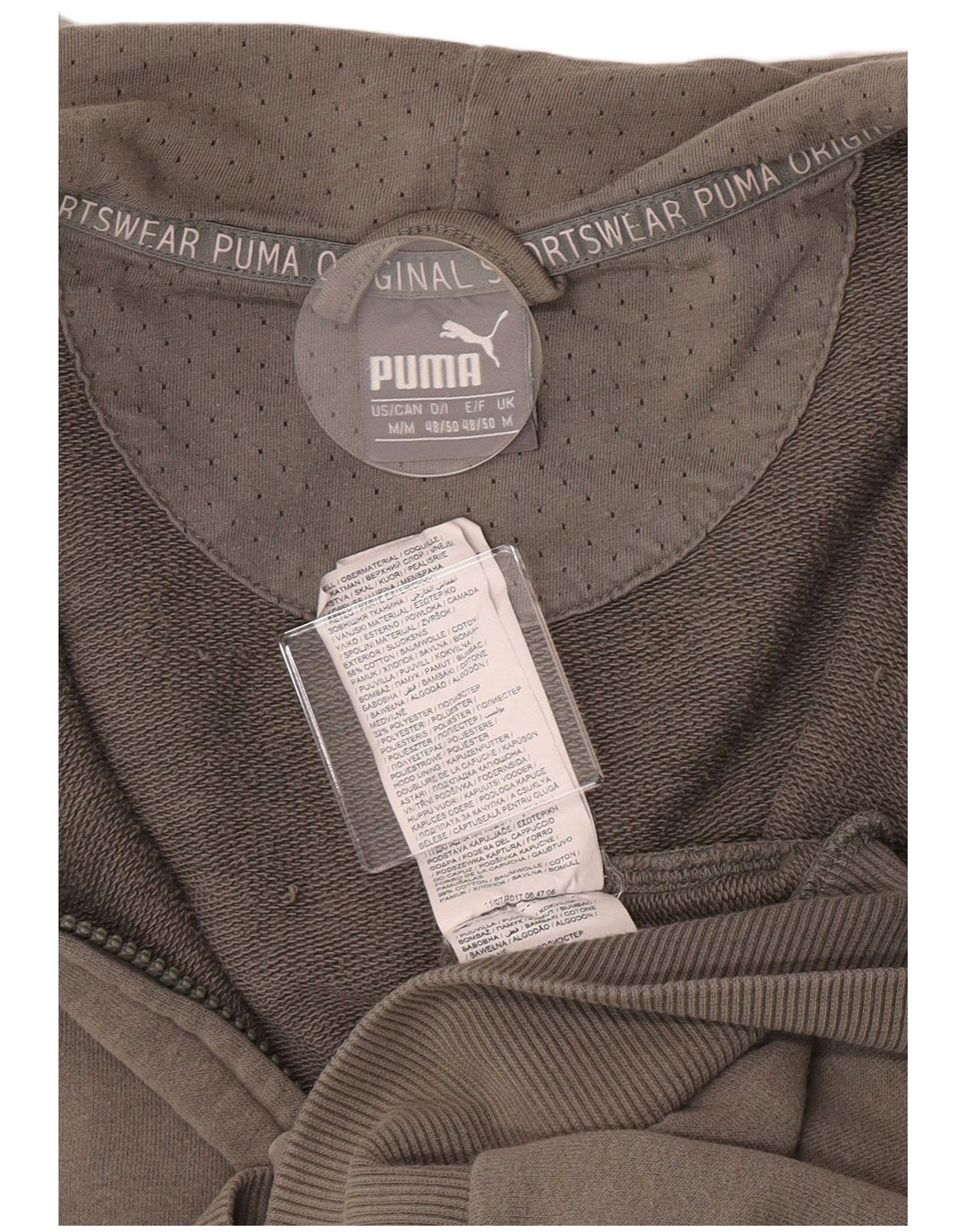 Pulover Puma Graphic Zip pentru bărbați, bumbac mediu kaki