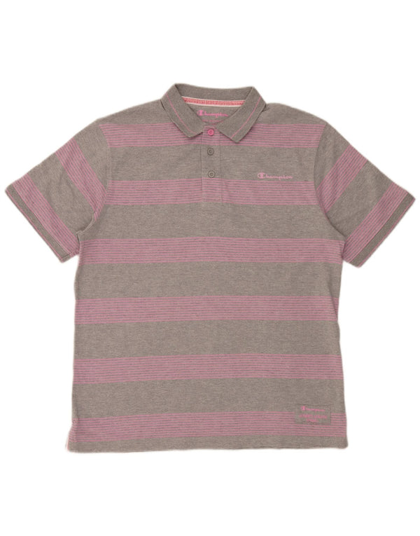 Tricou polo pentru bărbați Champion XL, bumbac cu dungi gri