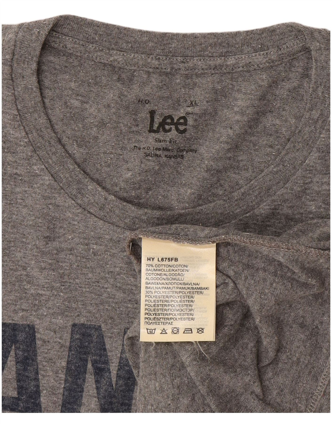 Tricou grafic Lee Slim Fit Top XL bumbac gri