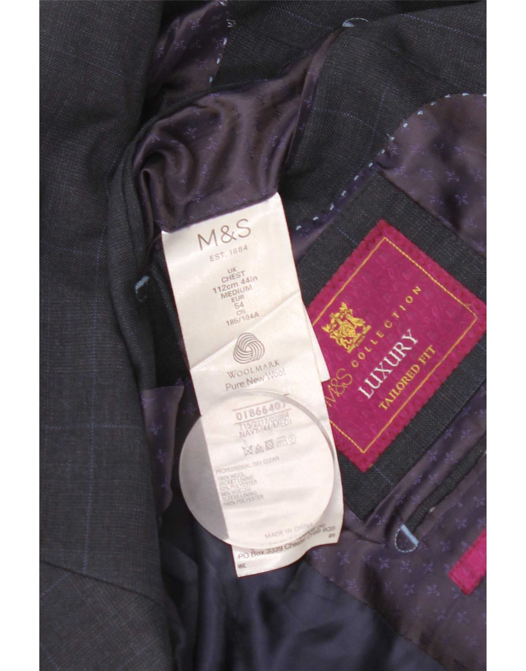 Jachetă pentru bărbați Marks & Spencer Tailored Fit Blazer UK 44 XL Bleumarin Check