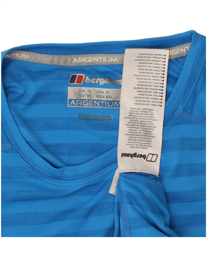 BERGHAUS Top pentru femei cu mânecă lungă UK 16, mare, poliester cu dungi albastre