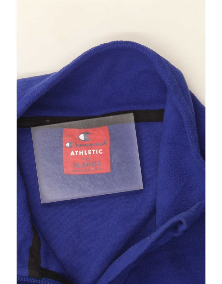 Pulover pentru bărbați Champion, cu fermoar și gât, fleece, XL, albastru