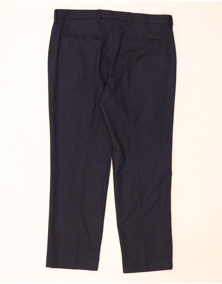 Pantaloni de costum pentru bărbați Marks & Spencer, cu tăiere obișnuită, L36 L29, poliester bleumarin