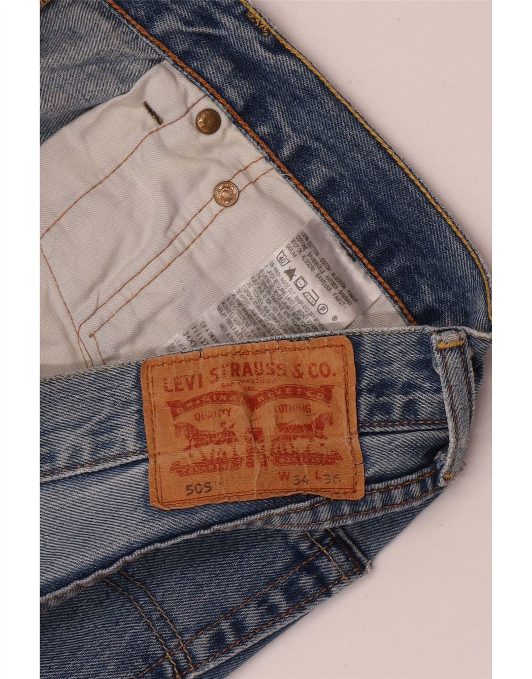 Blugi drepti pentru bărbați Levi's 505 W34 L32 Bumbac albastru