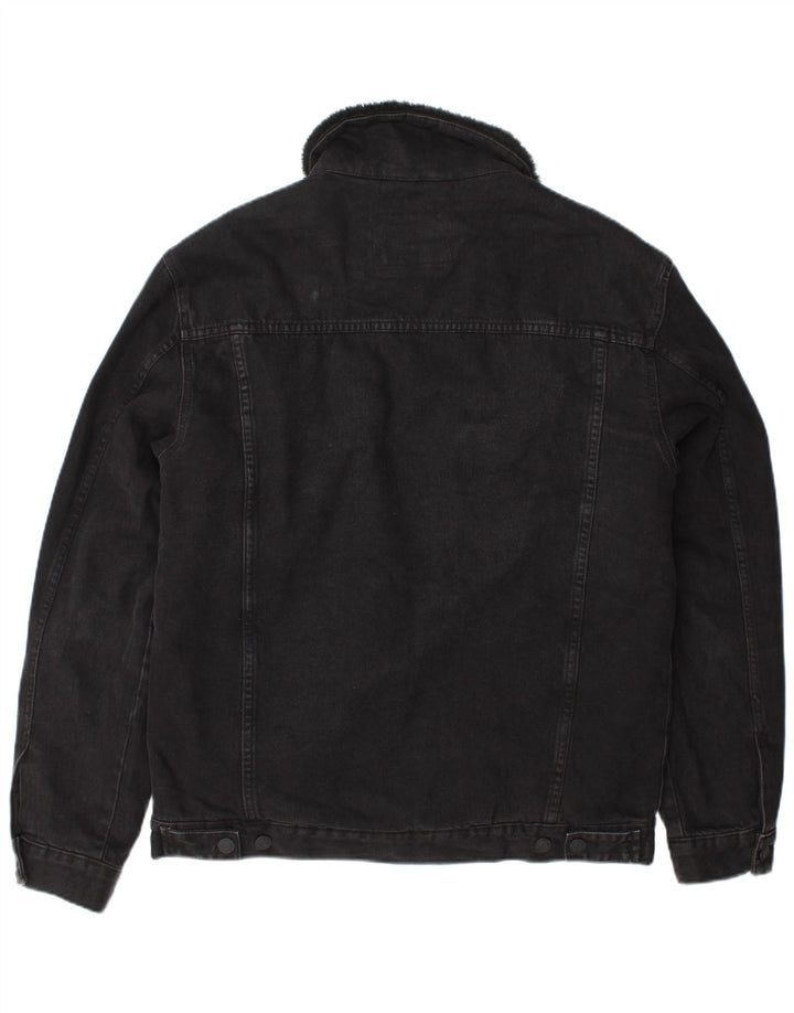 Jachetă Sherpa de blugi pentru bărbați Zara UK 40 Poliester negru mare