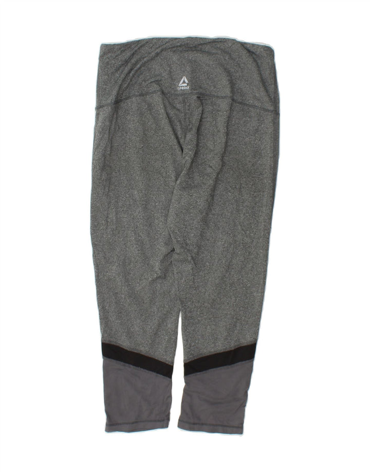 REEBOK Womens Capri Leggings UK 14 Medium Grey Colourblock Polyester Vintage Reebok and Second-Hand Reebok from Messina Hembry 