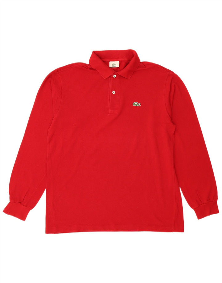 Tricou polo pentru bărbați Lacoste cu mânecă lungă, mărime 4, bumbac roșu mediu
