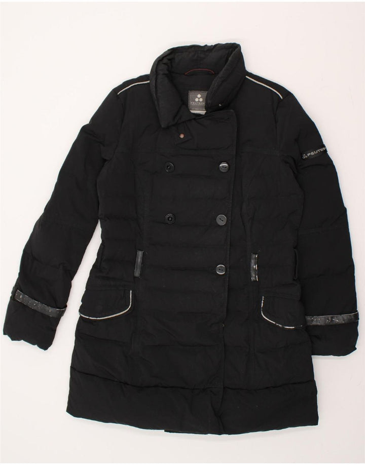 PEUTEREY Womens Double Breasted Padded Coat IT 46 Large Black Polyamide Vintage PEUTEREY and Second-Hand PEUTEREY from Messina Hembry 