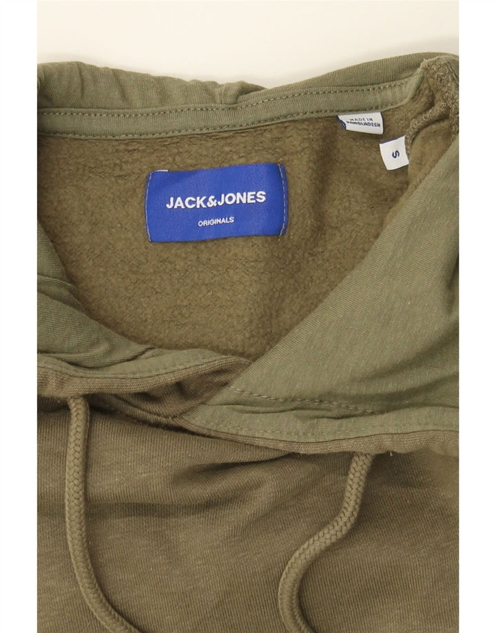 JACK & JONES Mens Hoodie Jumper Small Khaki Cotton Vintage Jack & Jones and Second-Hand Jack & Jones from Messina Hembry 