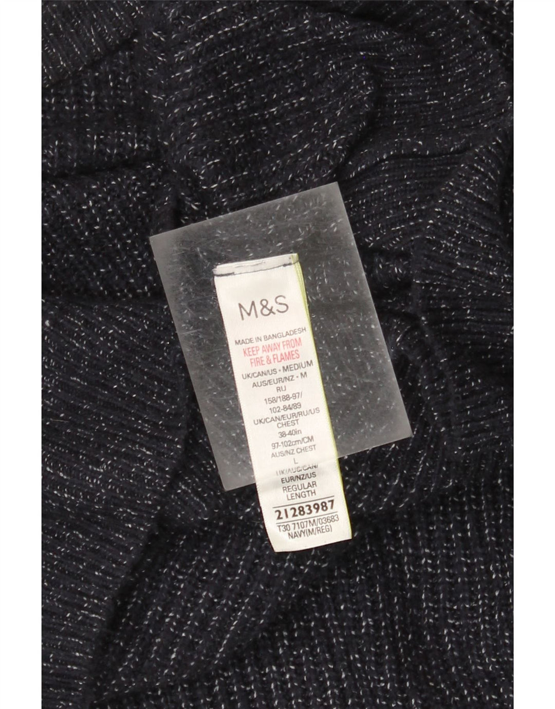 Pulover pentru bărbați Marks & Spencer, cu gât de barcă, mijlociu, albastru marin pete