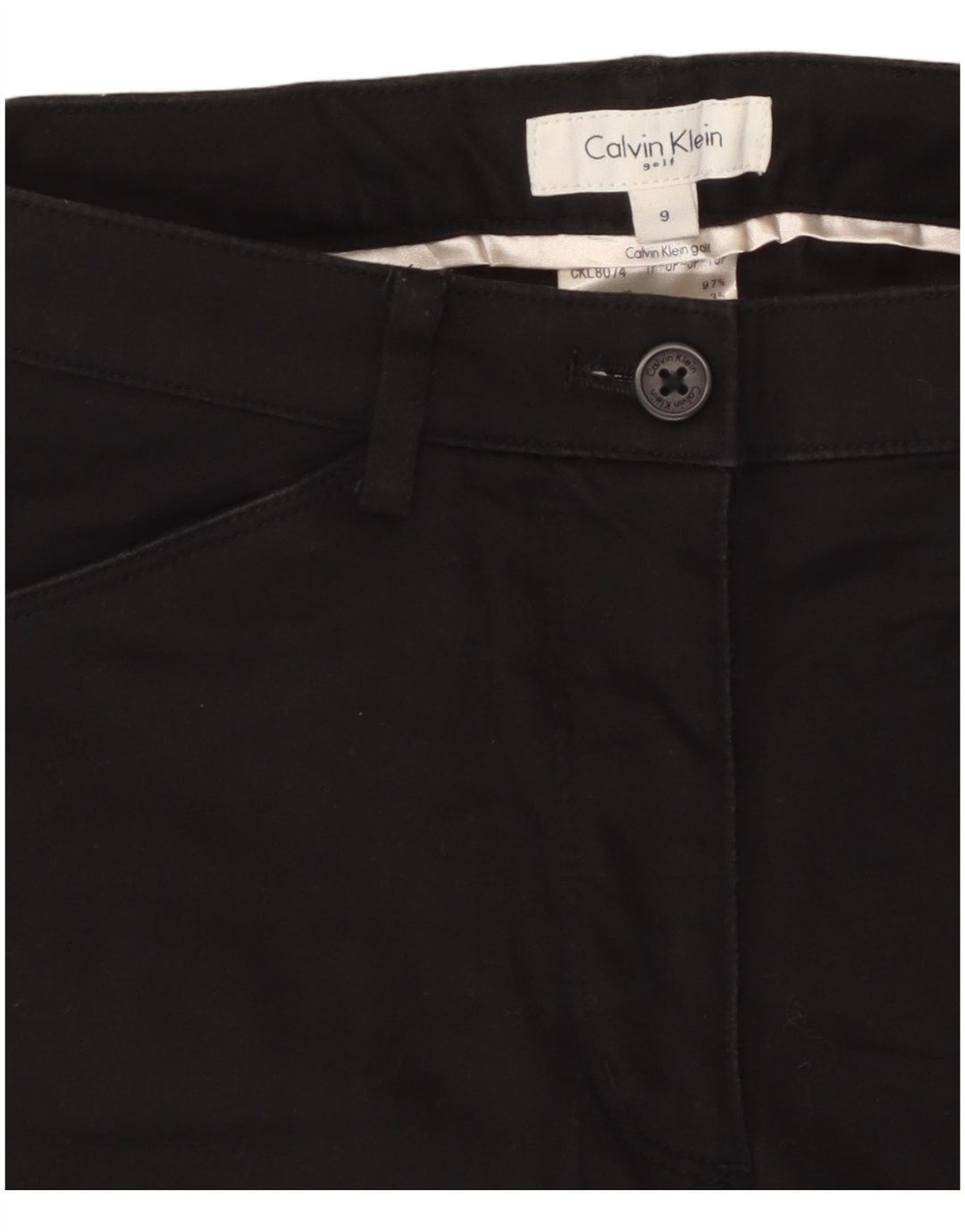 CALVIN KLEIN Pantaloni cargo subțiri pentru femei US 9 Medium W28 L26 Bumbac negru