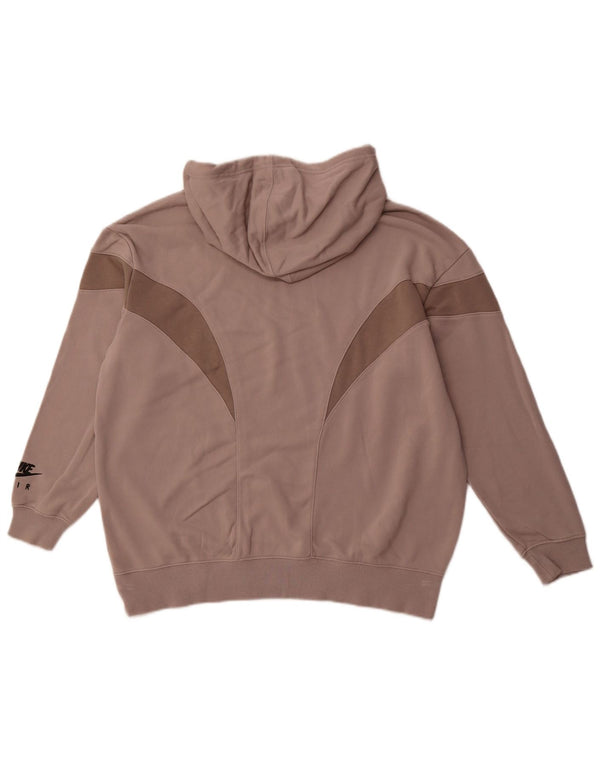 Pulover NIKE pentru bărbați, loose fit, cu glugă, maro, bumbac color bloc
