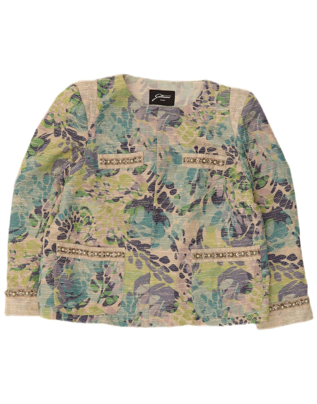 Gattinoni Jachetă Blazer deschisă pentru femei UK 18 XL Multicolor Floral