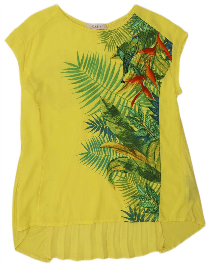 Top cu tunică pentru femei Oasis UK 10 Poliester Floral Galben Mic