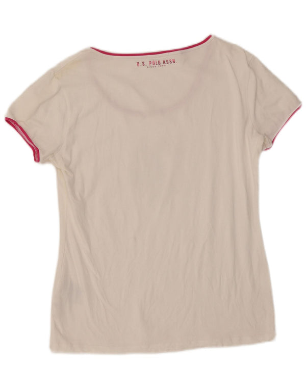 U.S. Polo Assn. Tricou cu grafic pentru femei, UK 18 XL, bumbac alb
