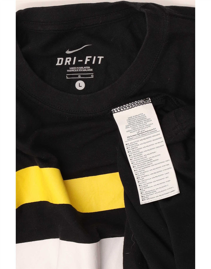 Tricou pentru bărbați Nike Dri Fit Top mare, negru, poliester color bloc