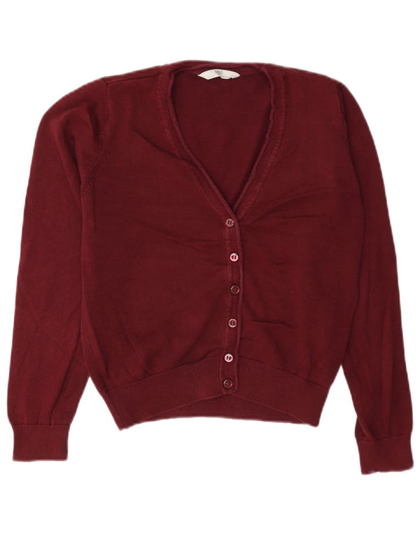 Pulover Cardigan pentru Fete Marks & Spencer 9-10 Ani Bumbac Burgundy