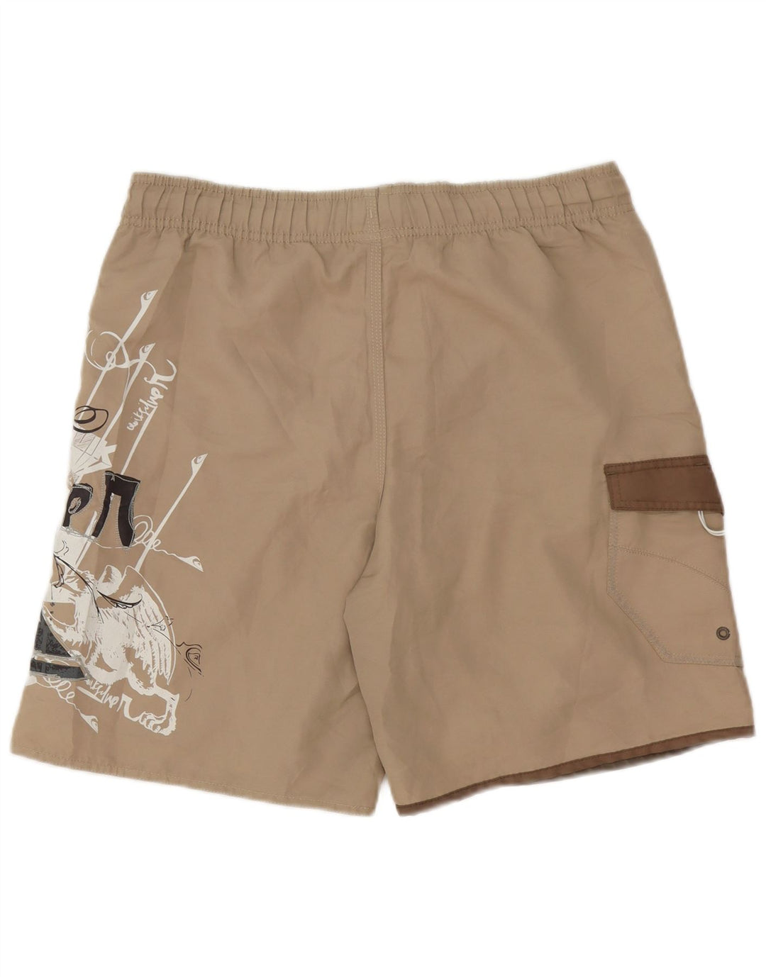 Pantaloni scurți de înot grafic Quiksilver pentru bărbați, poliester mic, bej