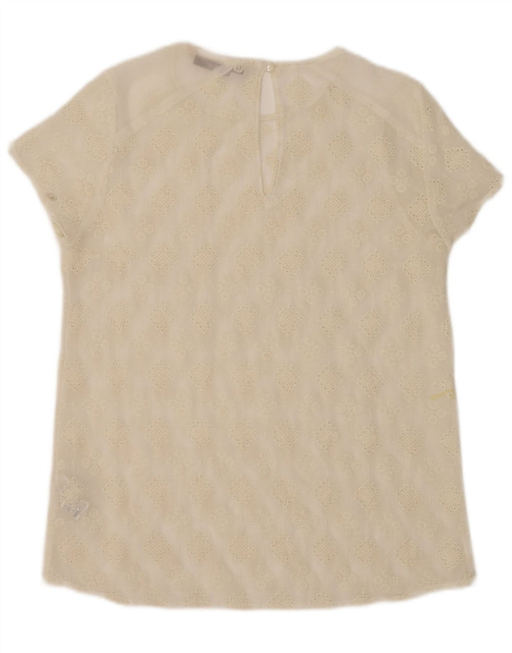 Zara Womens See Through Top UK 10 Small Off White Floral Poliester