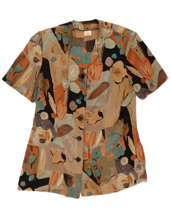 Bluză vintage cămașă cu mânecă scurtă pentru femei UK 18 XL, multicoloră, patchwork