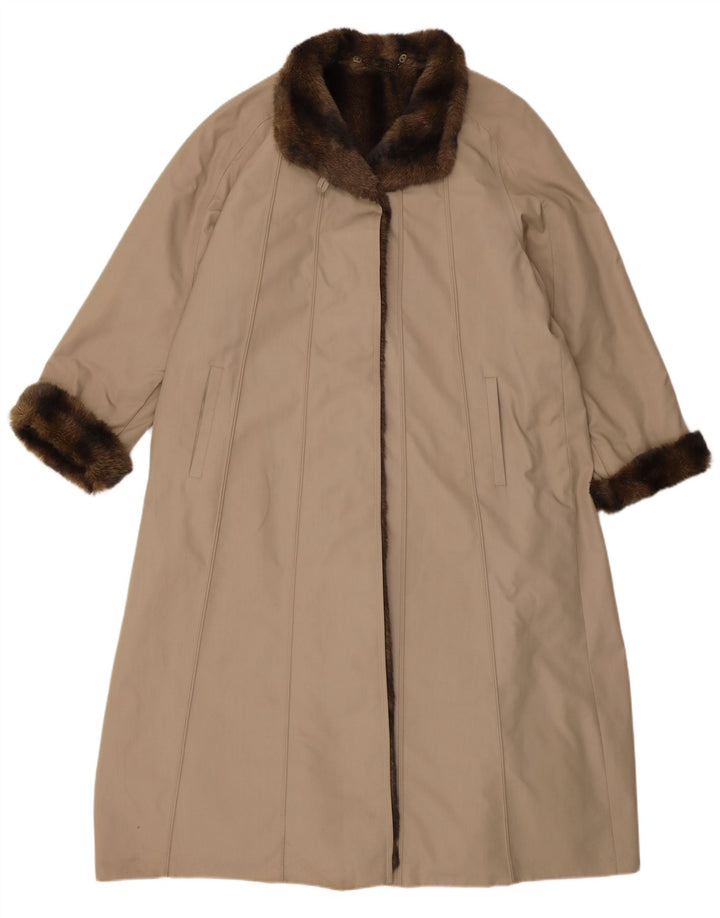VINTAGE Pardesiu supradimensionat pentru femei de blană artificială EU 40 Poliester mediu bej