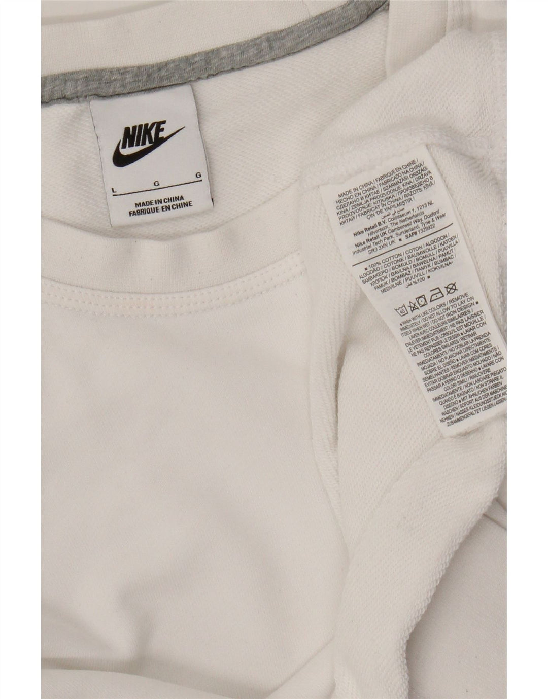 Pulover Nike pentru femei, UK 16, mare, alb, bumbac