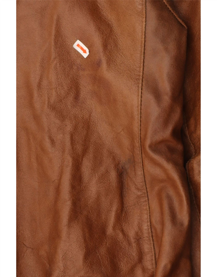 FERRONE Womens Leather Jacket UK 12 Medium Brown Leather