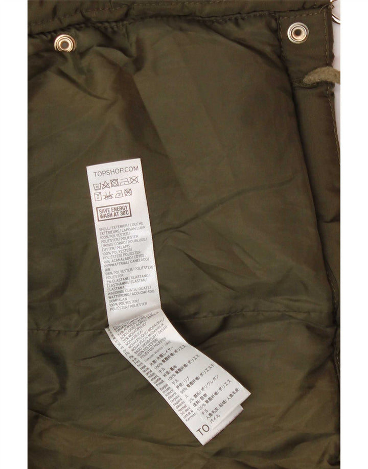 Topshop Jachetă căptușită cu glugă pentru femei UK 8 Small Green Poliester