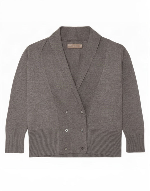 Pulover cardigan cu mâneci 3/4 pentru femei Zara UK 16 mare gri