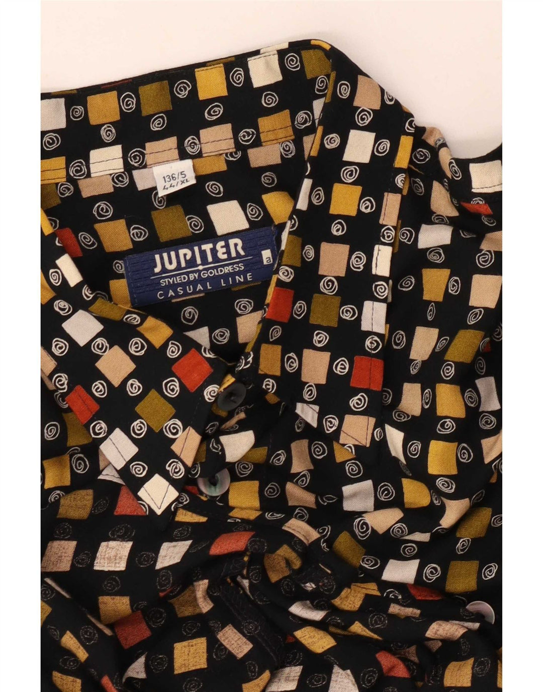 Cămașă cu mânecă scurtă pentru bărbați Jupiter Mărimea 44 XL Negru Geometric