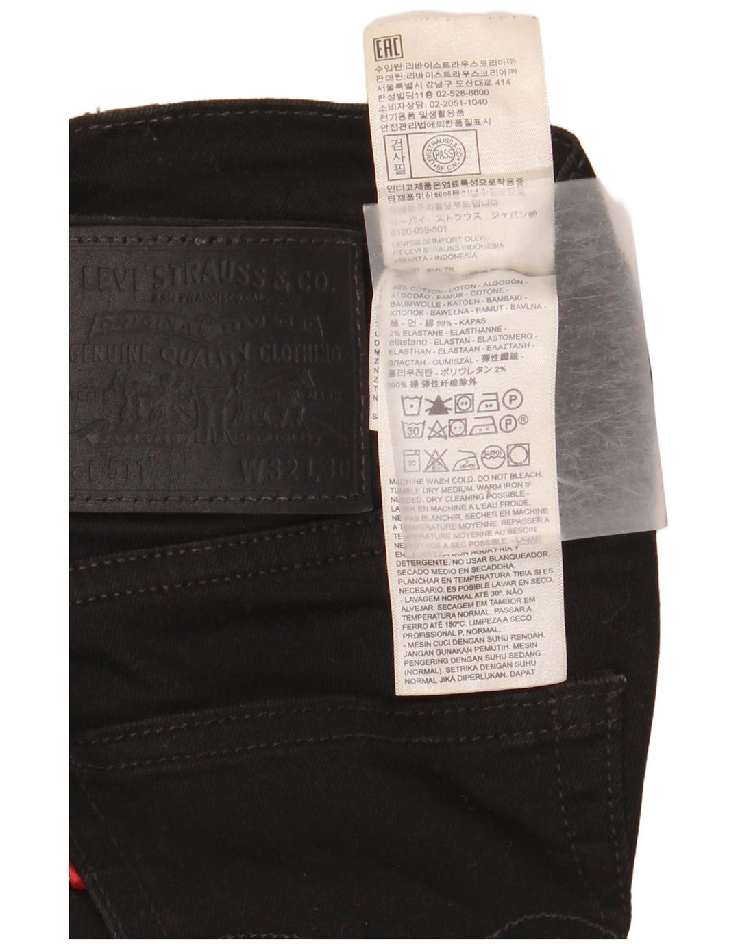 Blugi 511 Slim LEVI'S pentru bărbați W32 L30 bumbac negru