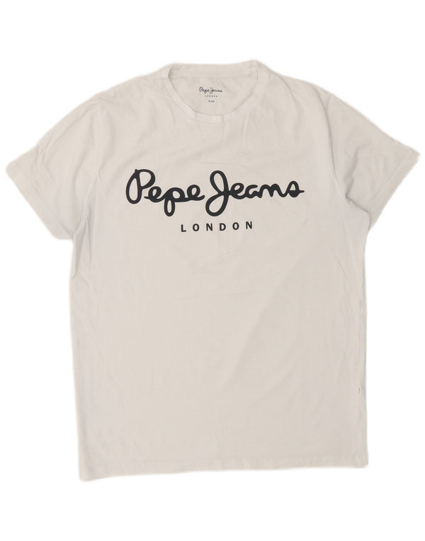 Tricou grafic pentru femei PEPE Jeans Slim Fit Top UK 14 Medium White