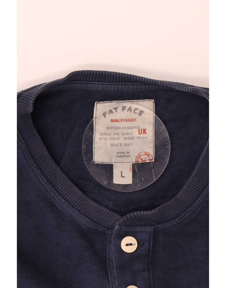Fat Face Top pentru bărbați cu mânecă lungă, mare, bleumarin, bumbac