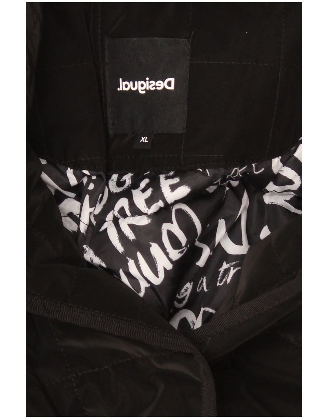 Palton matlasat pentru femei Desigual UK 18 XL poliester negru