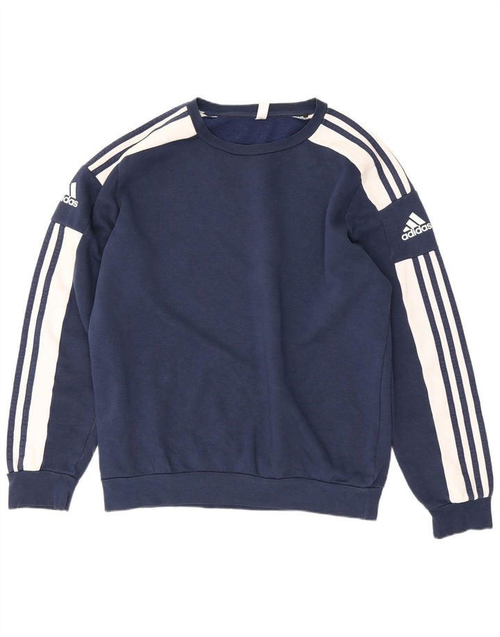 Hanorac grafic pentru bărbați Adidas Pulover mediu albastru bleumarin din bumbac color bloc